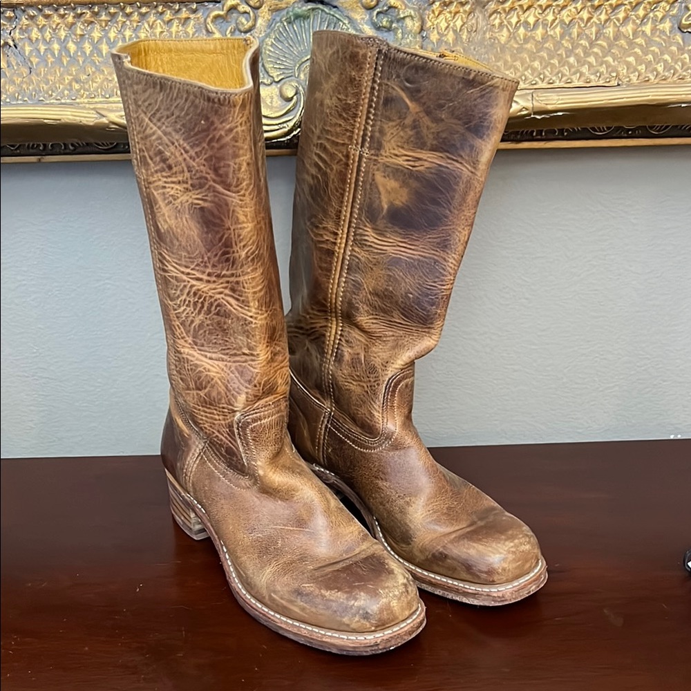 Vintage Frye Campus Distressed Woman’s Brown Leather Boots Sz 11